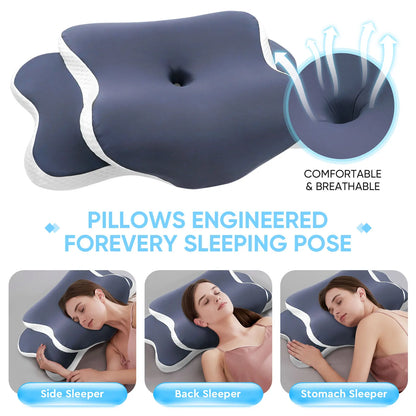 Memory Foam Pillow – Cervical Neck Support Pillow for Side, Back & Stomach Sleepers - ZOOMNSTORE