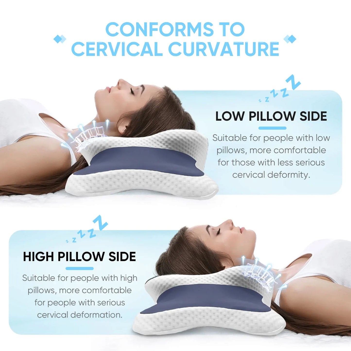 Memory Foam Pillow – Cervical Neck Support Pillow for Side, Back & Stomach Sleepers - ZOOMNSTORE