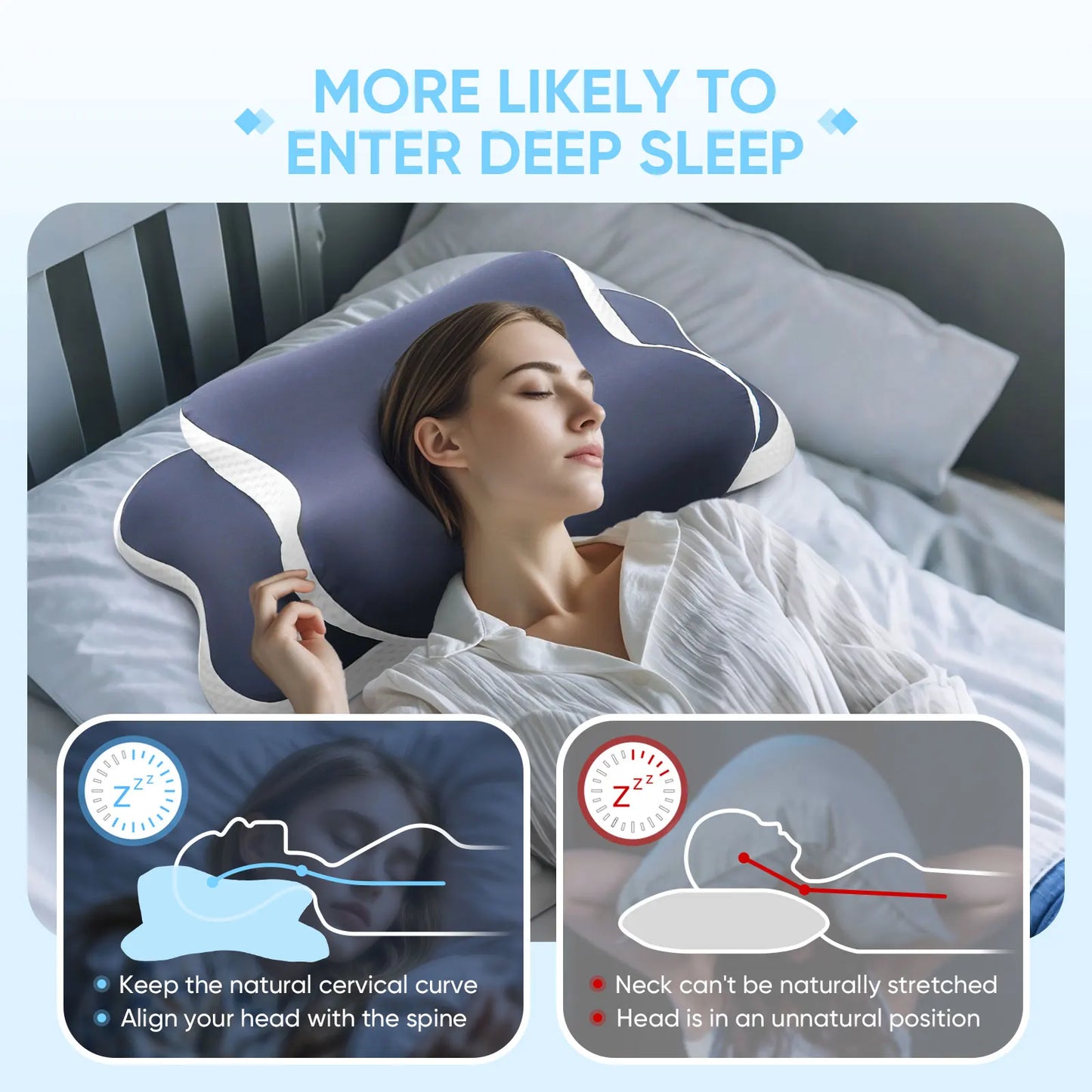 Memory Foam Pillow – Cervical Neck Support Pillow for Side, Back & Stomach Sleepers - ZOOMNSTORE