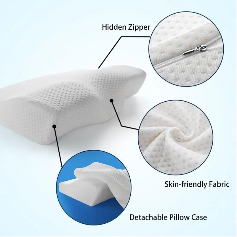 Memory Foam Pillow – Orthopedic Neck Pillow Butterfly Shaped With Slow Rebound Foam - ZOOMNSTORE