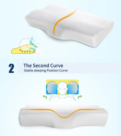 Memory Foam Pillow - Orthopedic Neck Support Butterfly Shaped Cervical Relief - ZOOMNSTORE