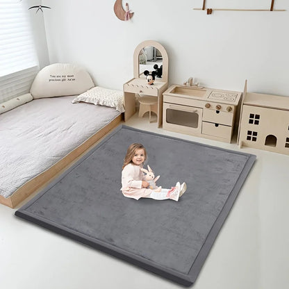 Memory Foam Playpen Mat - 3cm Thick Non Slip Soft Velvet Kids Rug Square - ZOOMNSTORE