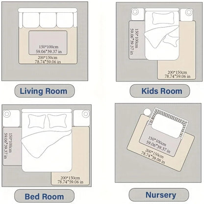 Memory Foam Playpen Mat - 3cm Thick Non Slip Soft Velvet Kids Rug Square - ZOOMNSTORE