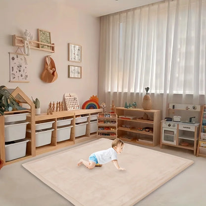 Memory Foam Playpen Mat - 3cm Thick Non Slip Soft Velvet Kids Rug Square - ZOOMNSTORE