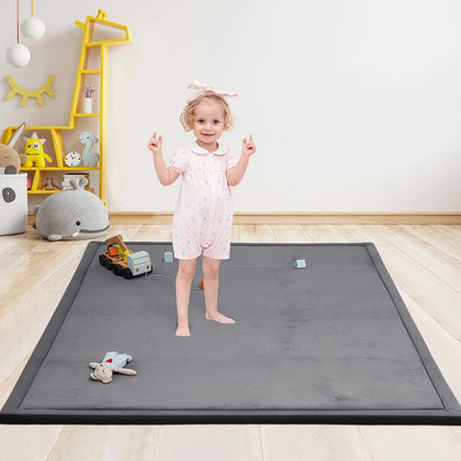 Memory Foam Playpen Mat - 3cm Thick Non Slip Soft Velvet Kids Rug Square - ZOOMNSTORE