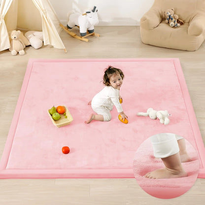 Memory Foam Playpen Mat - 3cm Thick Non Slip Soft Velvet Kids Rug Square - ZOOMNSTORE