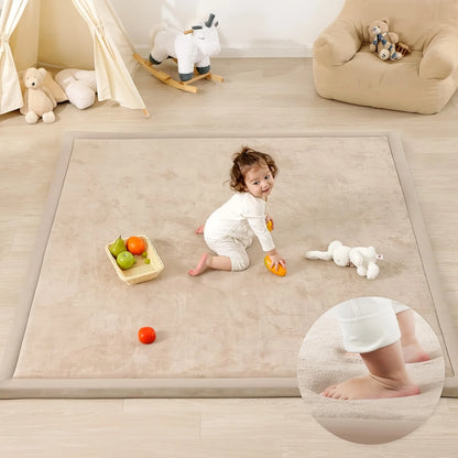 Memory Foam Playpen Mat - 3cm Thick Non Slip Soft Velvet Kids Rug Square - ZOOMNSTORE