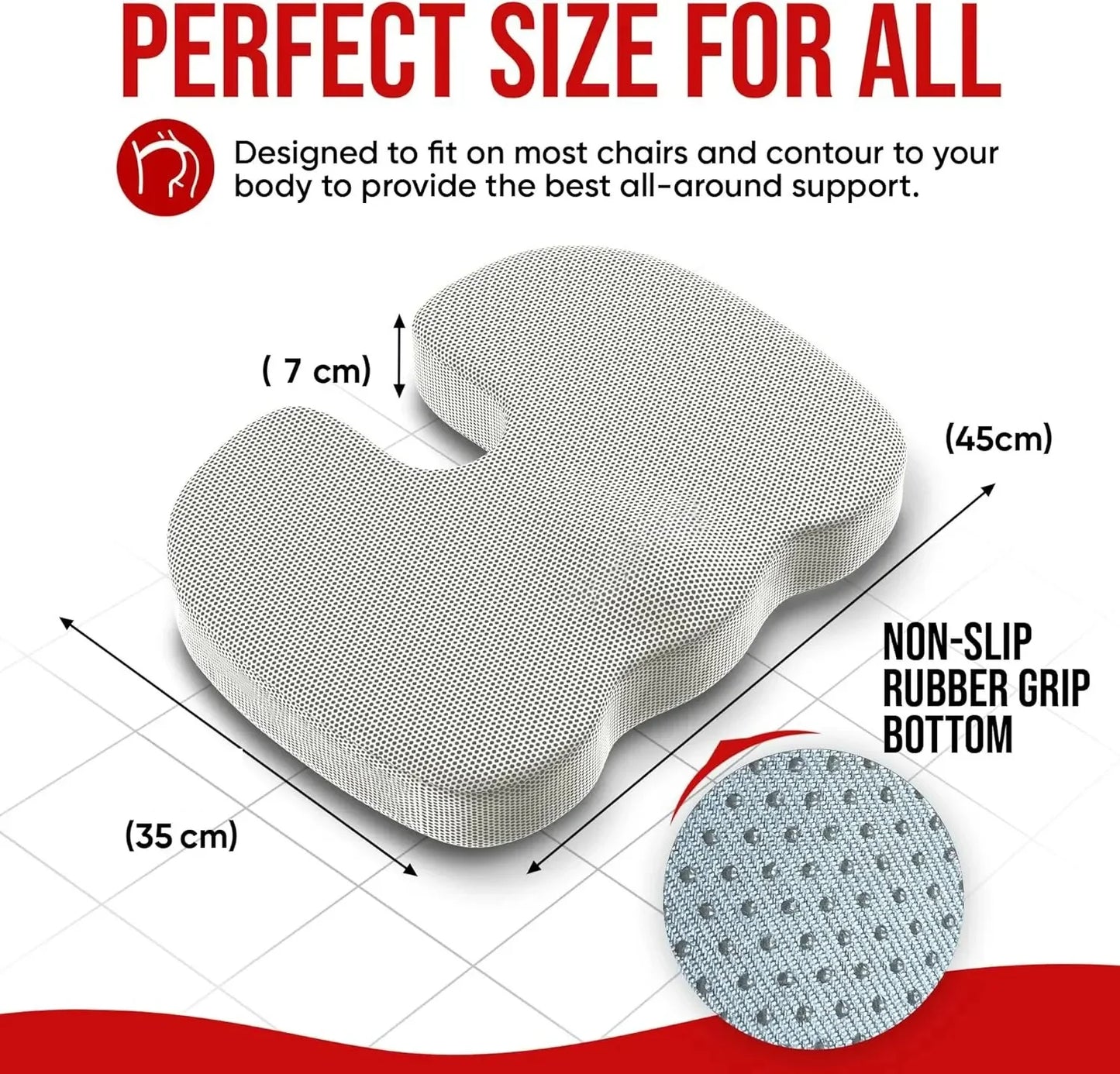 Memory Foam Seat Cushion – Ergonomic Office Cushion With Pressure Relief & Mesh Cover - ZOOMNSTORE