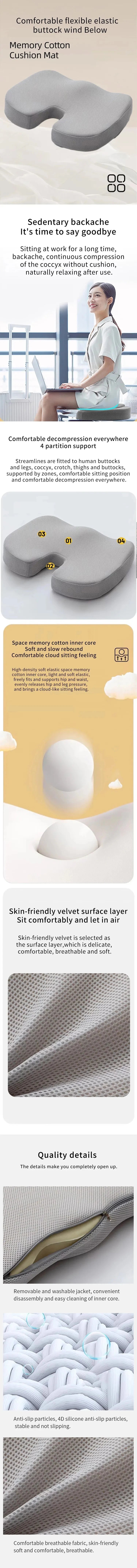 Memory Foam Seat Cushion – Ergonomic Office Cushion With Pressure Relief & Mesh Cover - ZOOMNSTORE