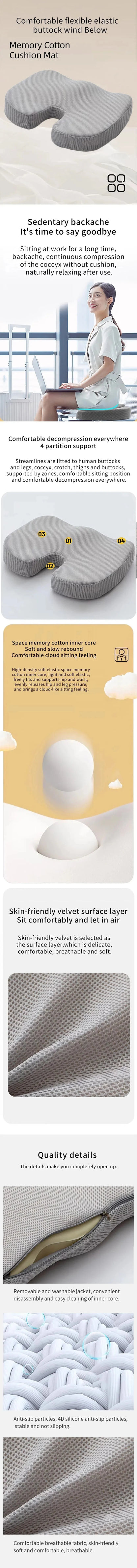 Memory Foam Seat Cushion – Ergonomic Office Cushion With Pressure Relief & Mesh Cover - ZOOMNSTORE