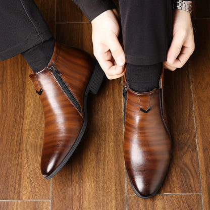 Men Ankle Boots – Leather Motorcycle Boots With Zipper | Non Slip Rubber Sole - ZOOMNSTORE