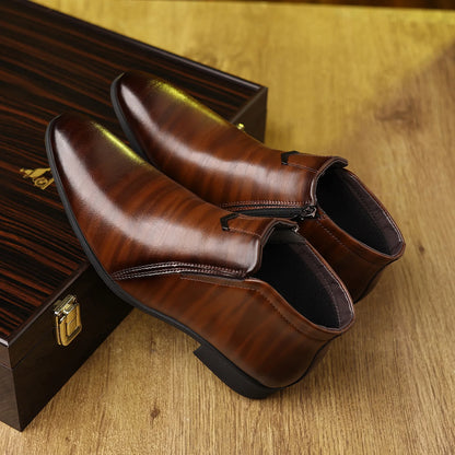 Men Ankle Boots – Leather Motorcycle Boots With Zipper | Non Slip Rubber Sole - ZOOMNSTORE