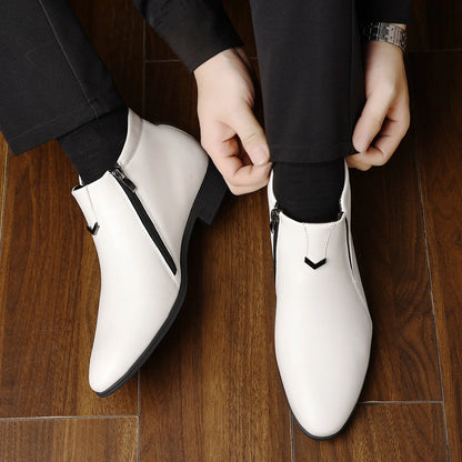 Men Ankle Boots – Leather Motorcycle Boots With Zipper | Non Slip Rubber Sole - ZOOMNSTORE