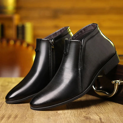 Men Ankle Boots – Leather Motorcycle Boots With Zipper | Non Slip Rubber Sole - ZOOMNSTORE
