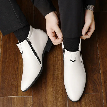 Men Ankle Boots – Leather Motorcycle Boots With Zipper | Non Slip Rubber Sole - ZOOMNSTORE