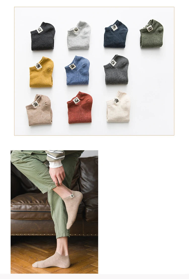 Men Ankle Socks 10 Pairs | Large Size Thin Low Cut Cotton Spandex Summer Breathable Casual Wear - ZOOMNSTORE