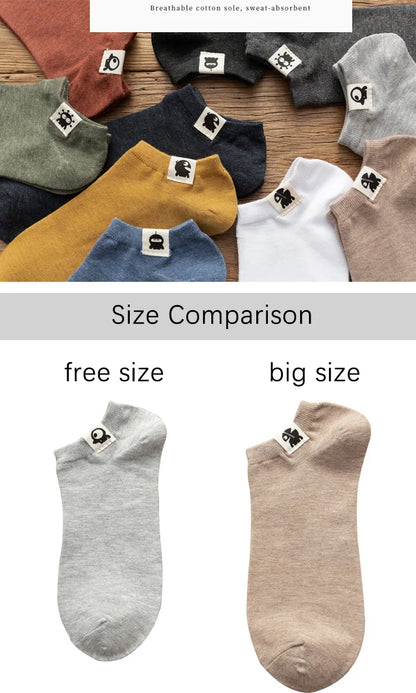 Men Ankle Socks 10 Pairs | Large Size Thin Low Cut Cotton Spandex Summer Breathable Casual Wear - ZOOMNSTORE