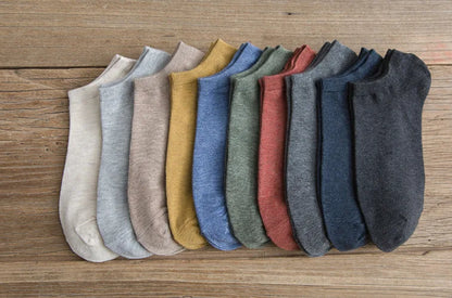 Men Ankle Socks 10 Pairs | Large Size Thin Low Cut Cotton Spandex Summer Breathable Casual Wear - ZOOMNSTORE