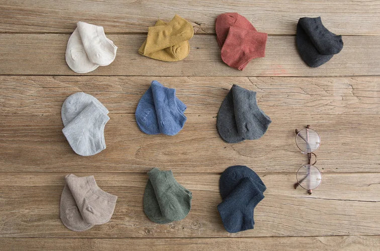 Men Ankle Socks 10 Pairs | Large Size Thin Low Cut Cotton Spandex Summer Breathable Casual Wear - ZOOMNSTORE