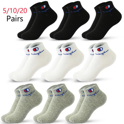Mens Ankle Socks - Cotton Athletic Socks Breathable Black  White Classic Fashion 51020 Pairs - ZOOMNSTORE