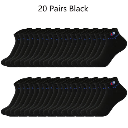 Mens Ankle Socks - Cotton Athletic Socks Breathable Black  White Classic Fashion 51020 Pairs - ZOOMNSTORE
