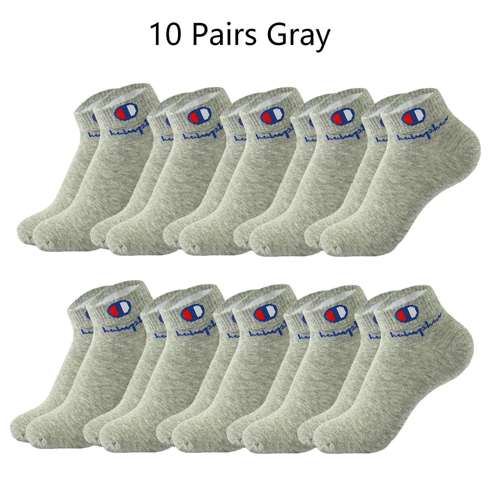 Mens Ankle Socks - Cotton Athletic Socks Breathable Black  White Classic Fashion 51020 Pairs - ZOOMNSTORE