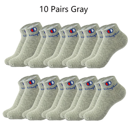 Mens Ankle Socks - Cotton Athletic Socks Breathable Black  White Classic Fashion 51020 Pairs - ZOOMNSTORE