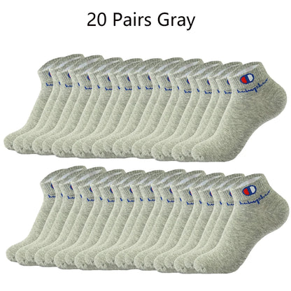 Mens Ankle Socks - Cotton Athletic Socks Breathable Black  White Classic Fashion 51020 Pairs - ZOOMNSTORE