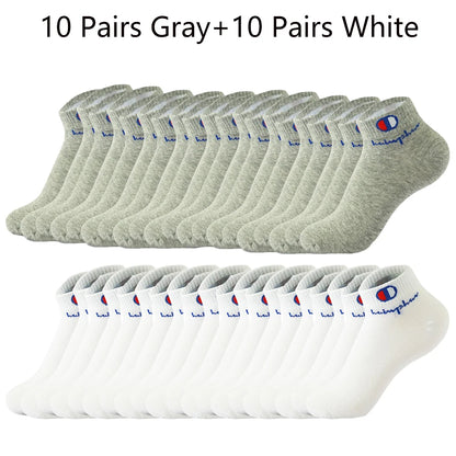 Mens Ankle Socks - Cotton Athletic Socks Breathable Black  White Classic Fashion 51020 Pairs - ZOOMNSTORE