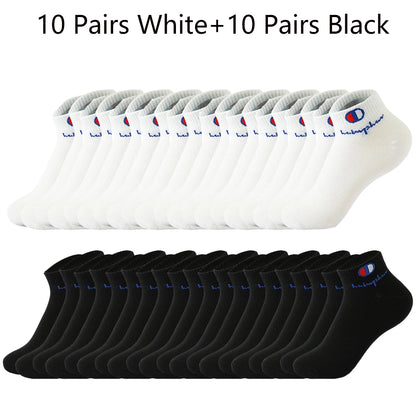 Mens Ankle Socks - Cotton Athletic Socks Breathable Black  White Classic Fashion 51020 Pairs - ZOOMNSTORE