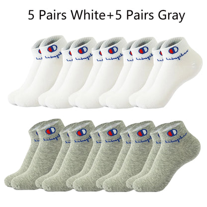 Mens Ankle Socks - Cotton Athletic Socks Breathable Black  White Classic Fashion 51020 Pairs - ZOOMNSTORE