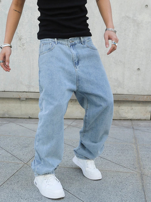 Baggy Denim Jeans - Oversized Casual Wide Leg Trousers - ZOOMNSTORE
