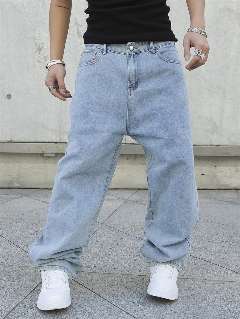 Baggy Denim Jeans - Oversized Casual Wide Leg Trousers - ZOOMNSTORE