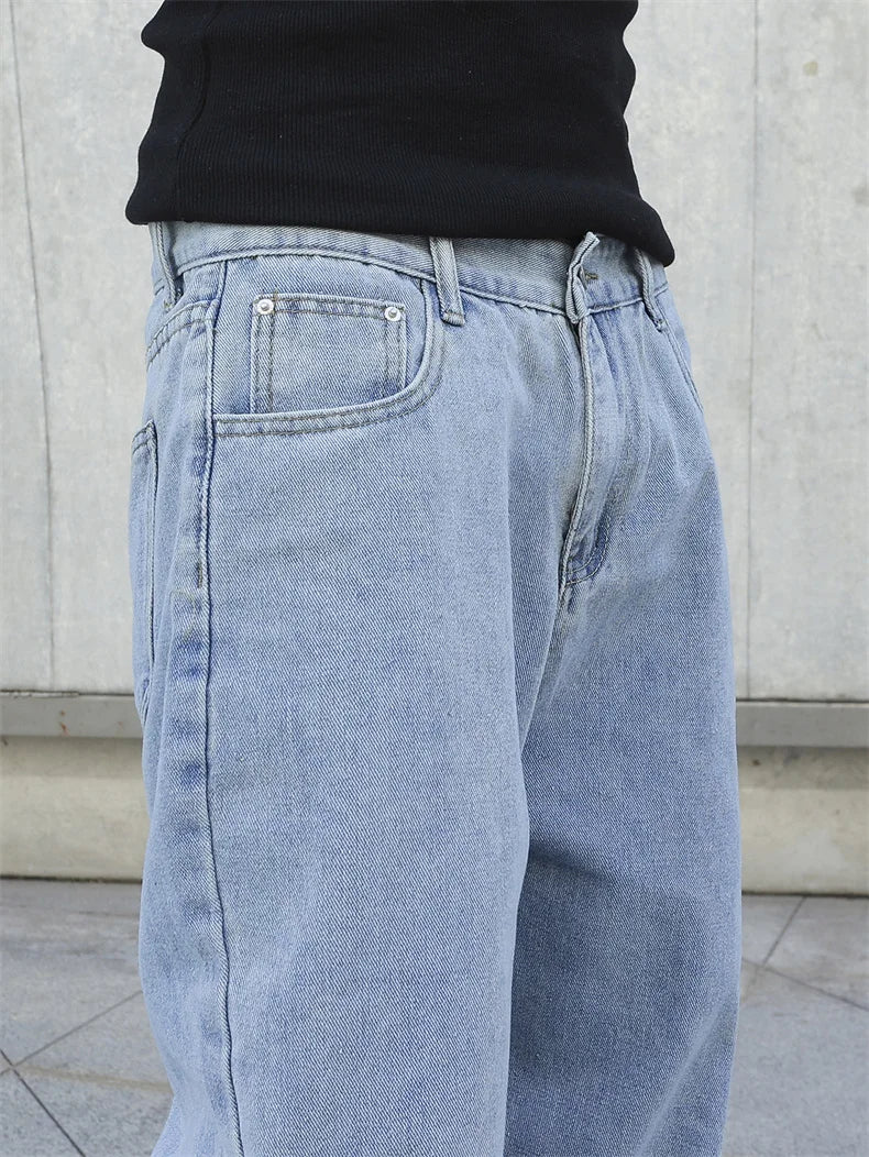 Baggy Denim Jeans - Oversized Casual Wide Leg Trousers - ZOOMNSTORE