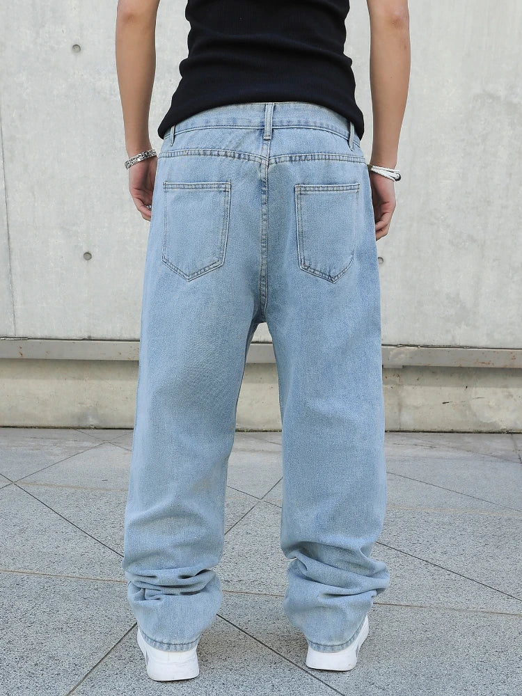 Men Baggy Jeans - Oversize Straight Loose Fit Denim Pants | Casual Streetwear Fashion - ZOOMNSTORE