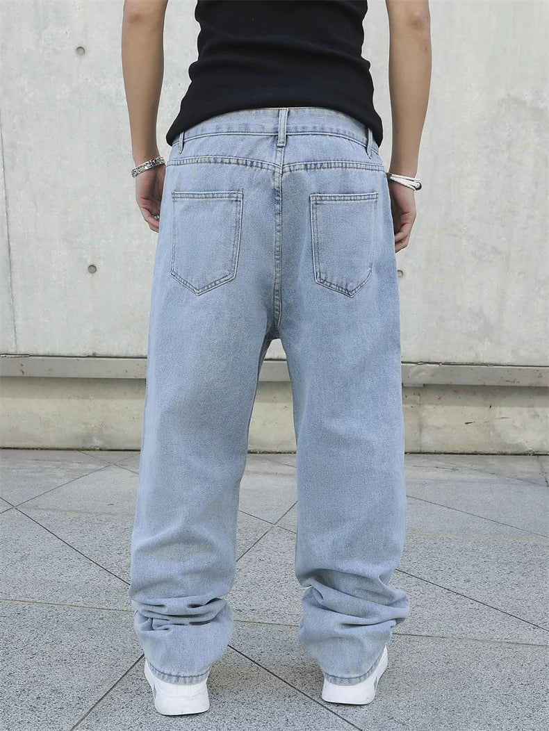 Men Baggy Jeans - Oversize Straight Loose Fit Denim Pants | Casual Streetwear Fashion - ZOOMNSTORE