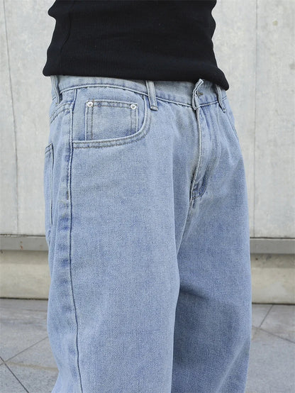 Men Baggy Jeans - Oversize Straight Loose Fit Denim Pants | Casual Streetwear Fashion - ZOOMNSTORE