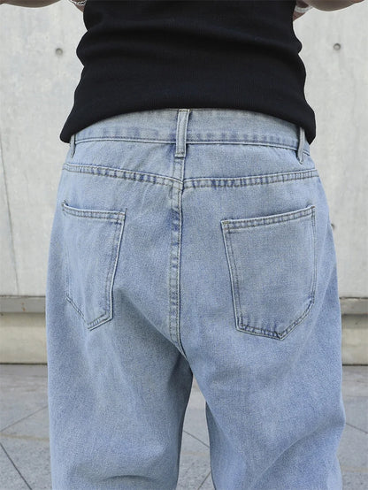 Men Baggy Jeans - Oversize Straight Loose Fit Denim Pants | Casual Streetwear Fashion - ZOOMNSTORE