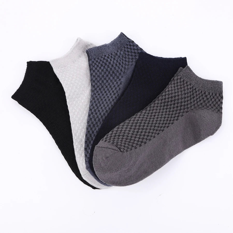 Bamboo Fiber Ankle Socks - 5 Pairs High Quality Breathable Mens Socks - ZOOMNSTORE