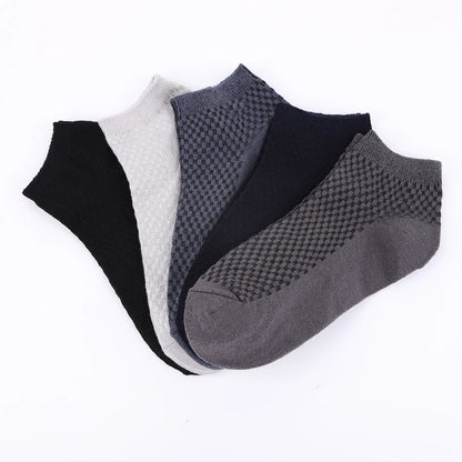 Bamboo Fiber Ankle Socks - 5 Pairs High Quality Breathable Mens Socks - ZOOMNSTORE