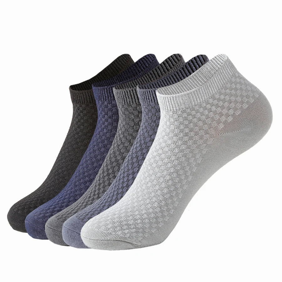 Bamboo Fiber Ankle Socks - 5 Pairs High Quality Breathable Mens Socks - ZOOMNSTORE