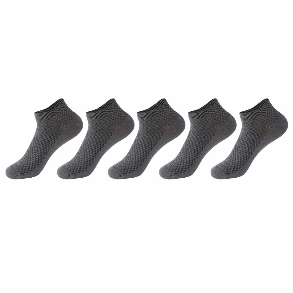 Bamboo Fiber Ankle Socks - 5 Pairs High Quality Breathable Mens Socks - ZOOMNSTORE