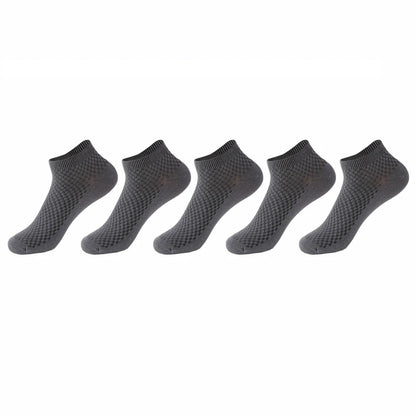 Bamboo Fiber Ankle Socks - 5 Pairs High Quality Breathable Mens Socks - ZOOMNSTORE