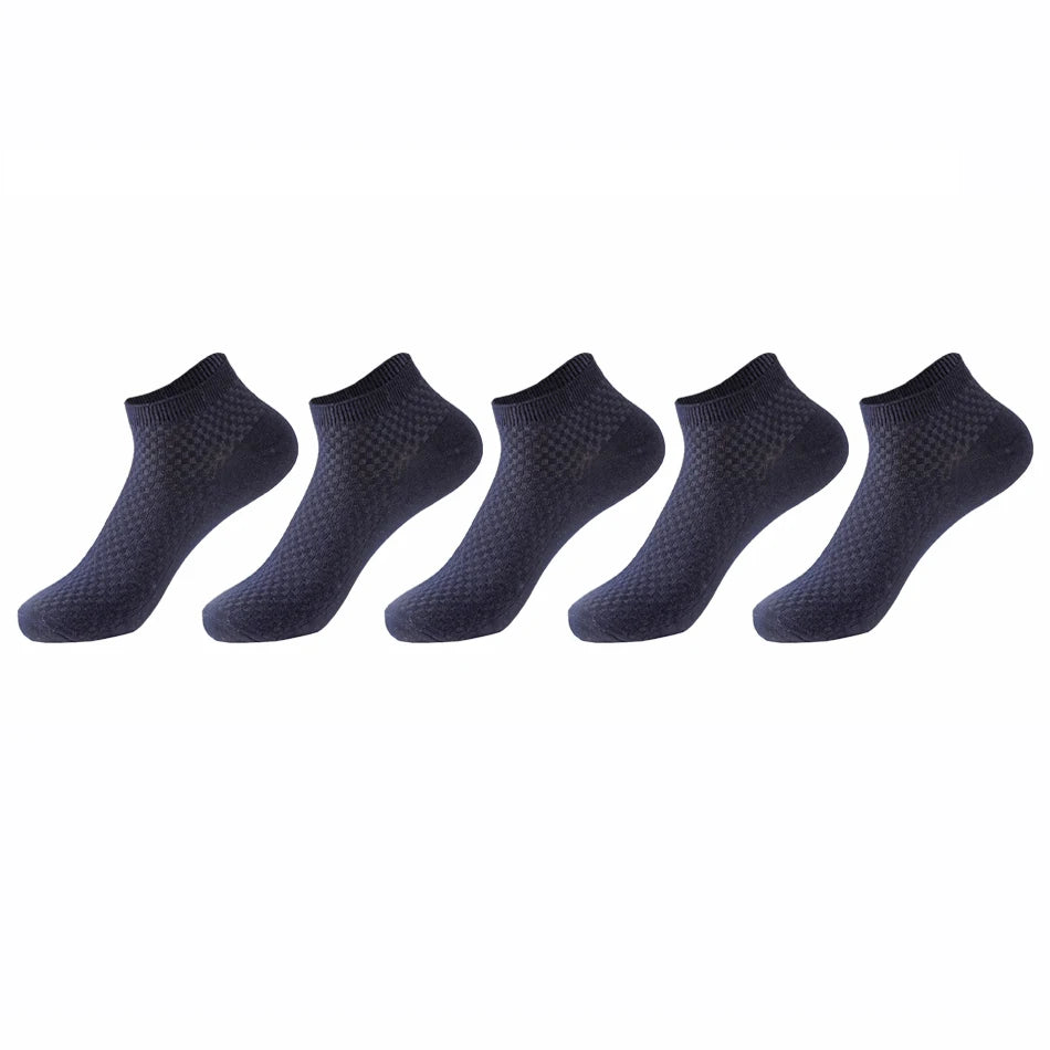Bamboo Fiber Ankle Socks - 5 Pairs High Quality Breathable Mens Socks - ZOOMNSTORE