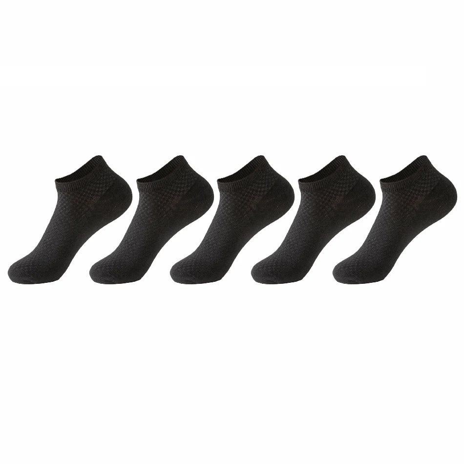 Bamboo Fiber Ankle Socks - 5 Pairs High Quality Breathable Mens Socks - ZOOMNSTORE