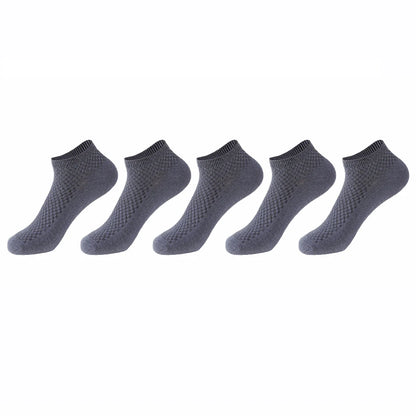 Bamboo Fiber Ankle Socks - 5 Pairs High Quality Breathable Mens Socks - ZOOMNSTORE