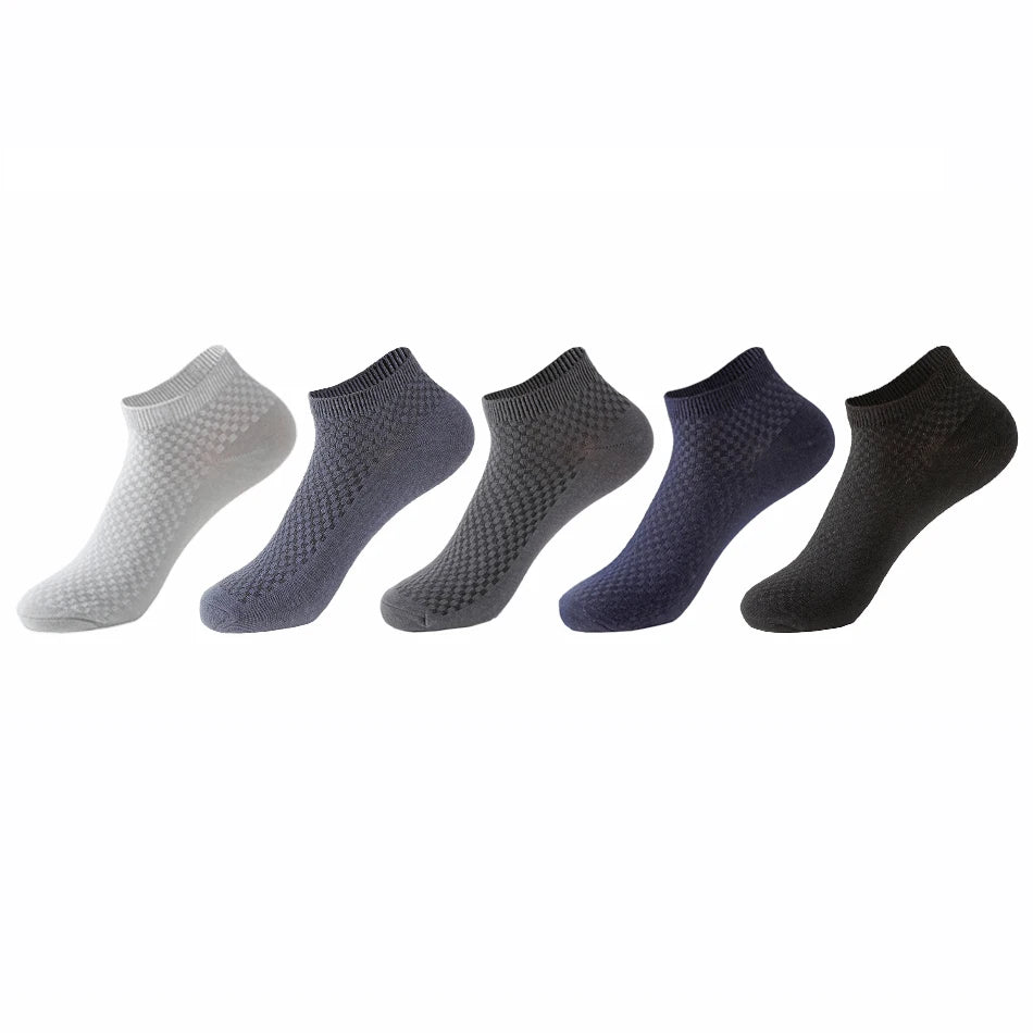 Bamboo Fiber Ankle Socks - 5 Pairs High Quality Breathable Mens Socks - ZOOMNSTORE