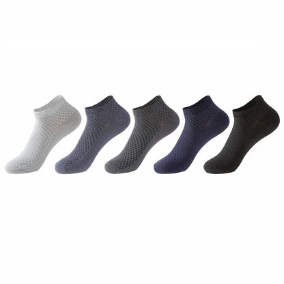 Bamboo Fiber Ankle Socks - 5 Pairs High Quality Breathable Mens Socks - ZOOMNSTORE