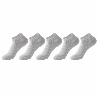 Bamboo Fiber Ankle Socks - 5 Pairs High Quality Breathable Mens Socks - ZOOMNSTORE