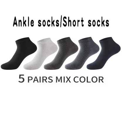 Mens Bamboo Fiber Ankle Socks - Breathable Short Socks for All Seasons 510 Pairs - ZOOMNSTORE